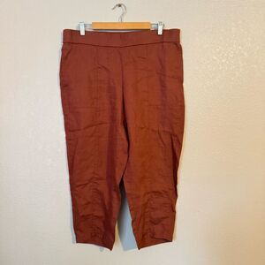 Eileen Fisher‎ Organic Linen Mid Rise Tapered Crop Pant in Fall Rust